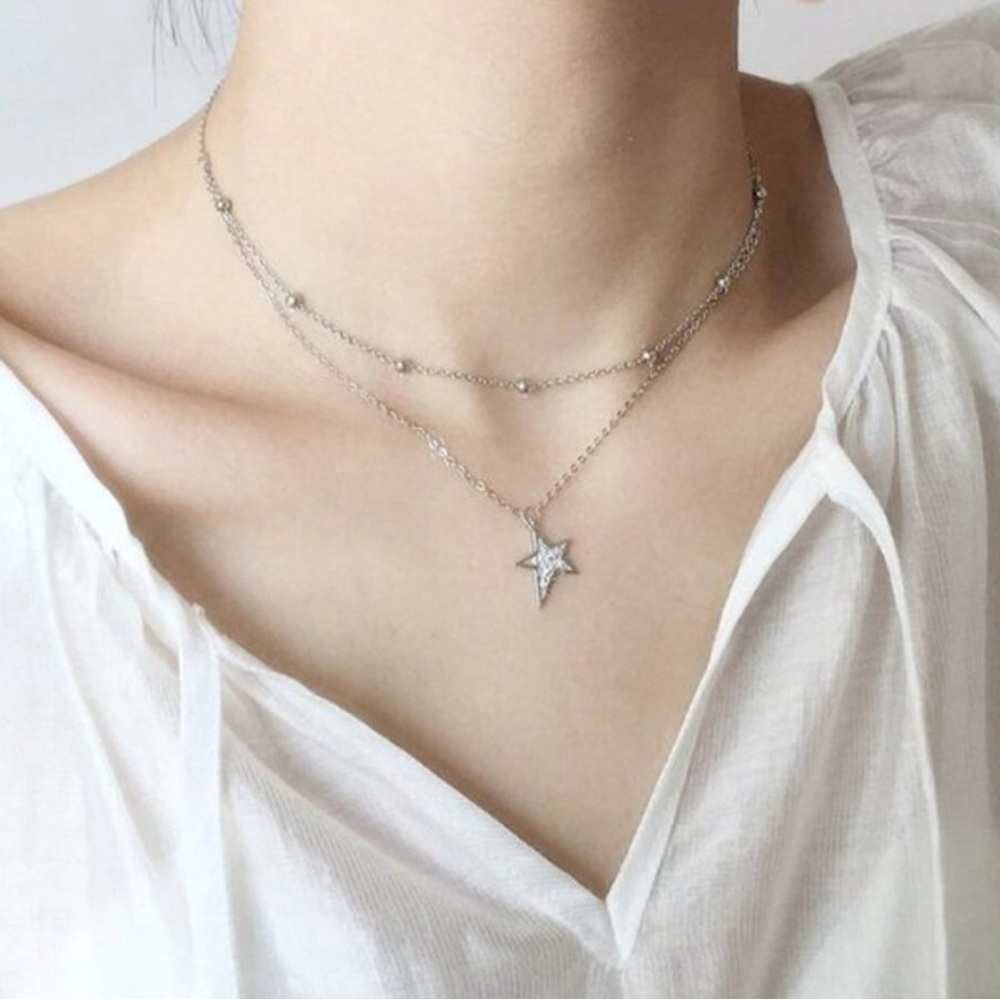 Silver Star Choker Necklace